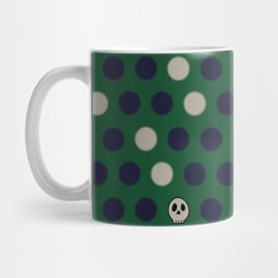 Polka Dots and Scattered Skulls - Halloween Pattern - Dark Colors Mug